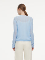 Alpaca Wool Lyocell Blend Women Lightweight Open-Knit Cardigan GOELIA