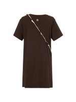 [Preview] Round Neck Women Long T-Shirt With Crossbody Bag GOELIA
