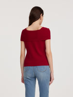 Lyocell Blend Off Shoulder Women Knit Top With Detachable Magnetic Flower GOELIA