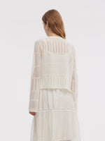 Tencel Blend Openwork Women Flared Sleeve Cardigan GOELIA