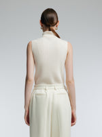 100% Wool Ribbed Women Turtleneck Tank Top GOELIA