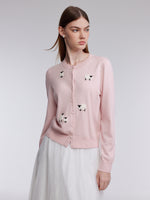Textured Sheep Embroidered Women Cardigan GOELIA