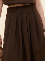 100% Linen Women High-Waisted A-Line Skirt GOELIA