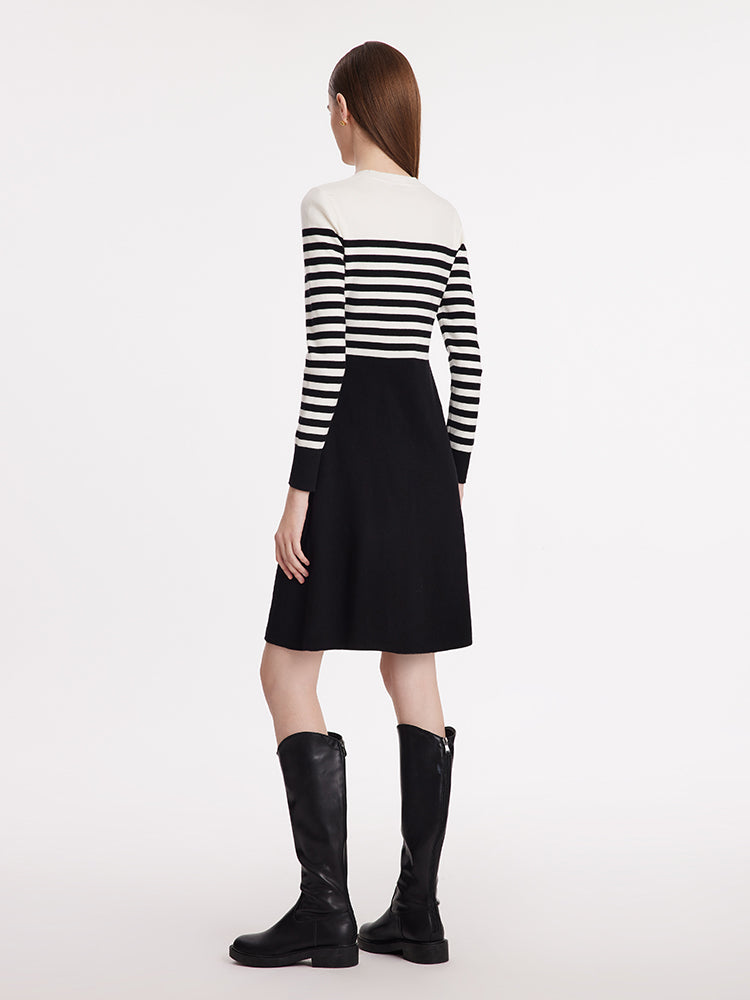 Tencel Wool Blend Striped Women Mini Dress GOELIA