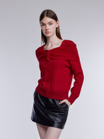 Wool Shimmer Bow Neck Women Sweater GOELIA
