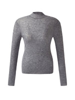 100% Wool Mock Neck Women Long Sleeve Top GOELIA
