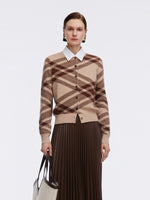 Tencel Wool Blend Plaid Women Cardigan GOELIA