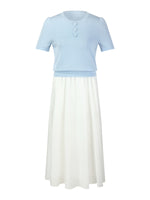 Tencel Blend Knit Top And A-Line Skirt Two-Piece Set With Detachable 3D Crochet Flowers GOELIA