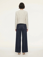 Wool Blend Tweed Frayed Hem Women Jacket GOELIA