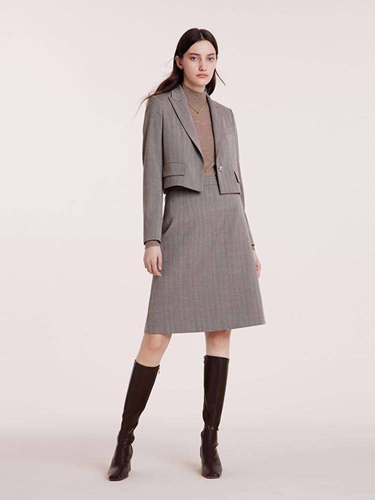 Crop Blazer And Half Skirt Two-Piece Suit GOELIA