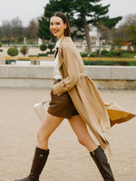 22 Momme Mulberry Silk Women Trench Coat With Belt GOELIA