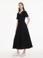 Modal Tie Front Stretch Knit Top And Skirt Two-Piece Set GOELIA