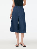 Denim High Waisted Women Wide Leg Cropped Culottes GOELIA