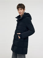 Hooded Goose Down Coat With Knit Cuff GOELIA