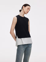 Lyocell Blend Knit Tank Top And Back Pleated Blouse Two-Piece Set GOELIA