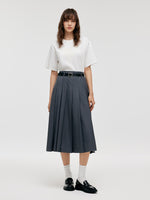 A-Line Women Pleated Skirt With Belt GOELIA