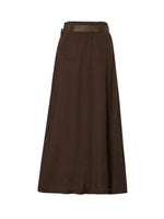 100% Linen A-Line Women Skirt With Braided Belt GOELIA