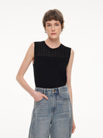 Lyocell Blend Rhinestone Women Knit Tank Top GOELIA