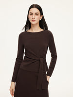 Tencel Wool Blend Tie Front Knit Top And Crochet Skirt Two-Piece Set GOELIA