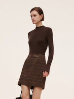 100% Machine Washable Wool Mock Neck Women Knit Top GOELIA