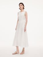 100% Ramie Lace A-Line Women Sleeveless Maxi Dress GOELIA