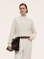 100% Wool Jacquard Women Sweater GOELIA