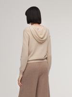 100% Cashmere Half-Zip Women Hooded Sweater GOELIA