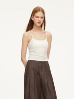 Tencel Acetate Linen Blend Women Sheer Oversized Shirt & Camisole Two-Piece Set GOELIA