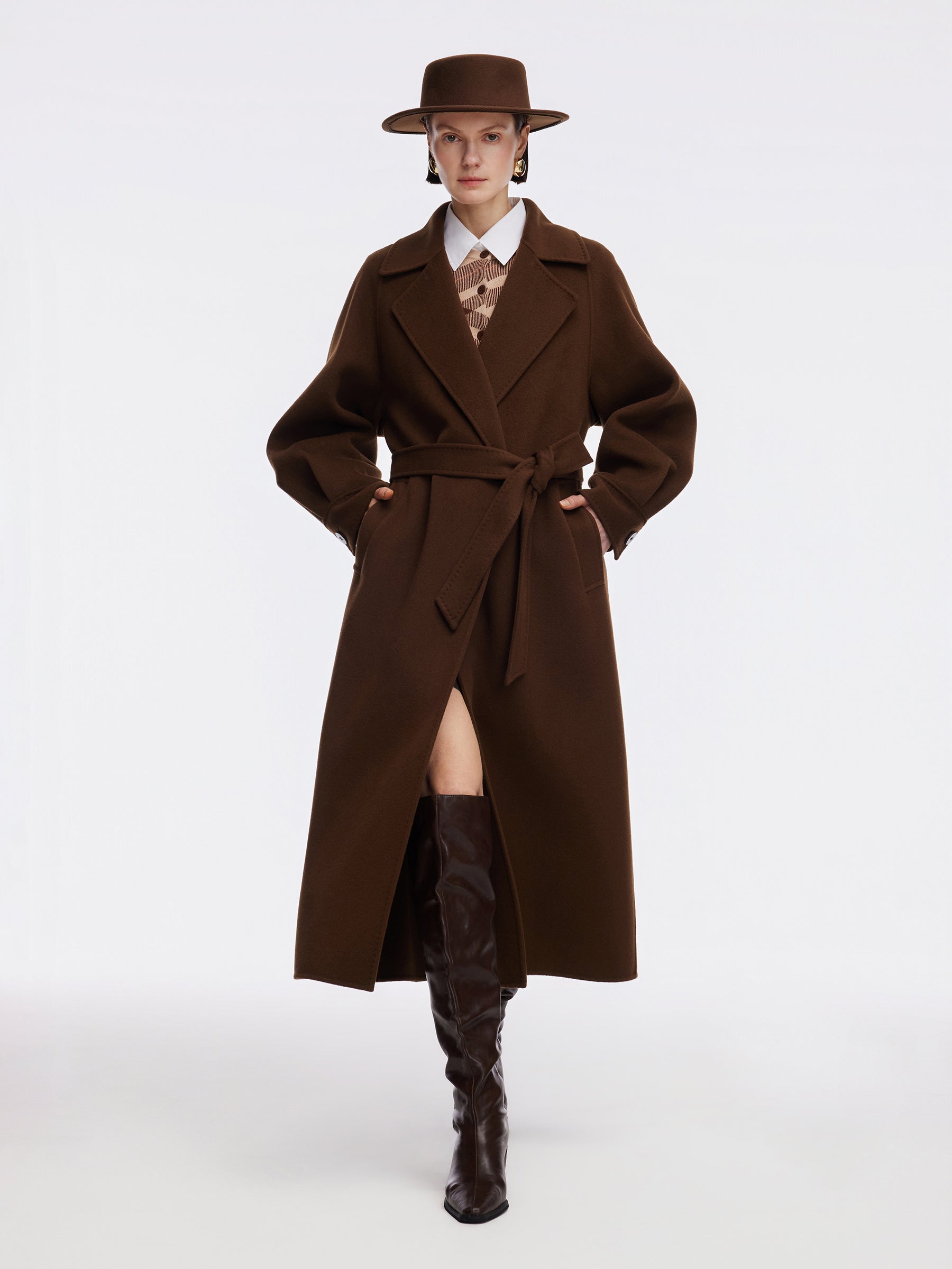 Cashmere Wool Double-Faced Women Wrap Overcoat GOELIA