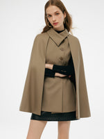 100% Worsted Wool Cape And Vest Two-Piece Set With Belt GOELIA