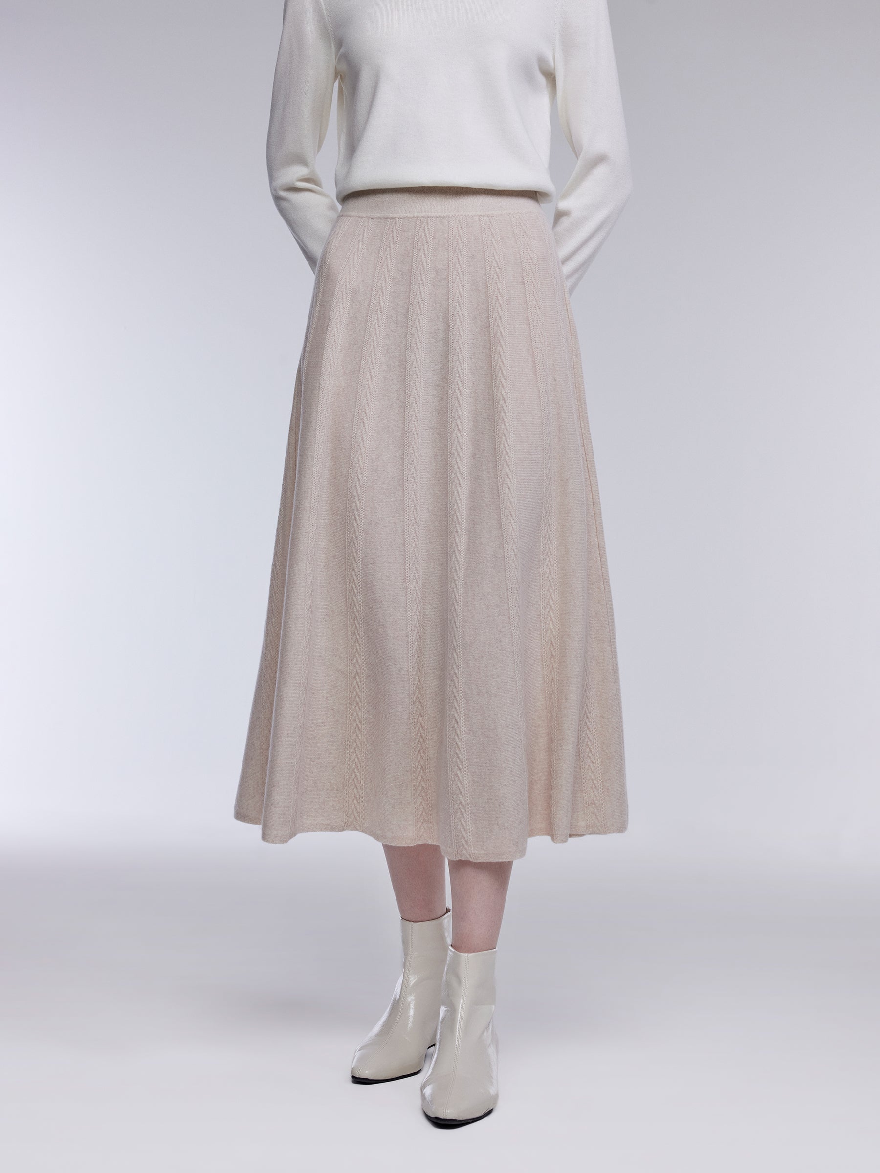 100% Merino Wool Women A-Line Skirt GOELIA