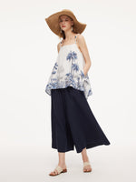 Linen Blend A-Line Women Culottes GOELIA