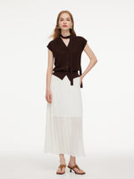 Lyocell Blend V-Neck Women Cardigan With Ribbon GOELIA