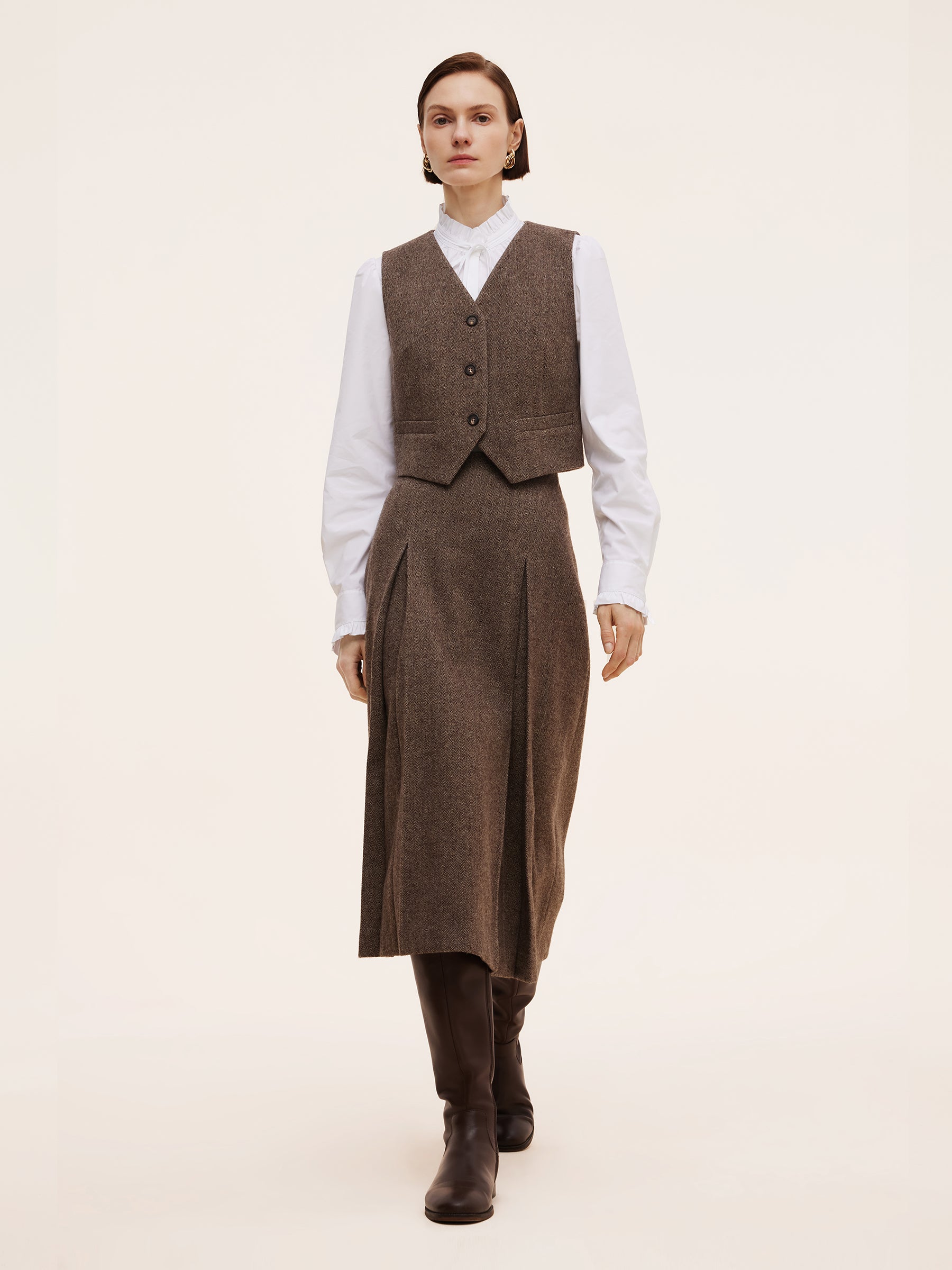 100% Washable Wool A-Line Women Skirt GOELIA