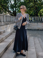 Button Up Woolen Striped Lady Cardigan GOELIA