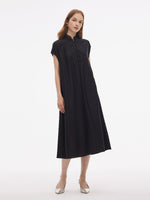 18MM Xiang Yun Silk A-Line Women Self-Tie Belt Midi Dress GOELIA