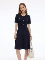 Tencel Blend Gathered Waist Women Textured Midi Dress GOELIA