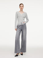 Lace Mock-Layered Women V-Neck Cardigan GOELIA