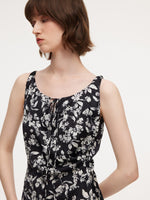 Contrast Trim Openwork Cardigan And Floral Print Sleeveless Dress Two-Piece Set GOELIA