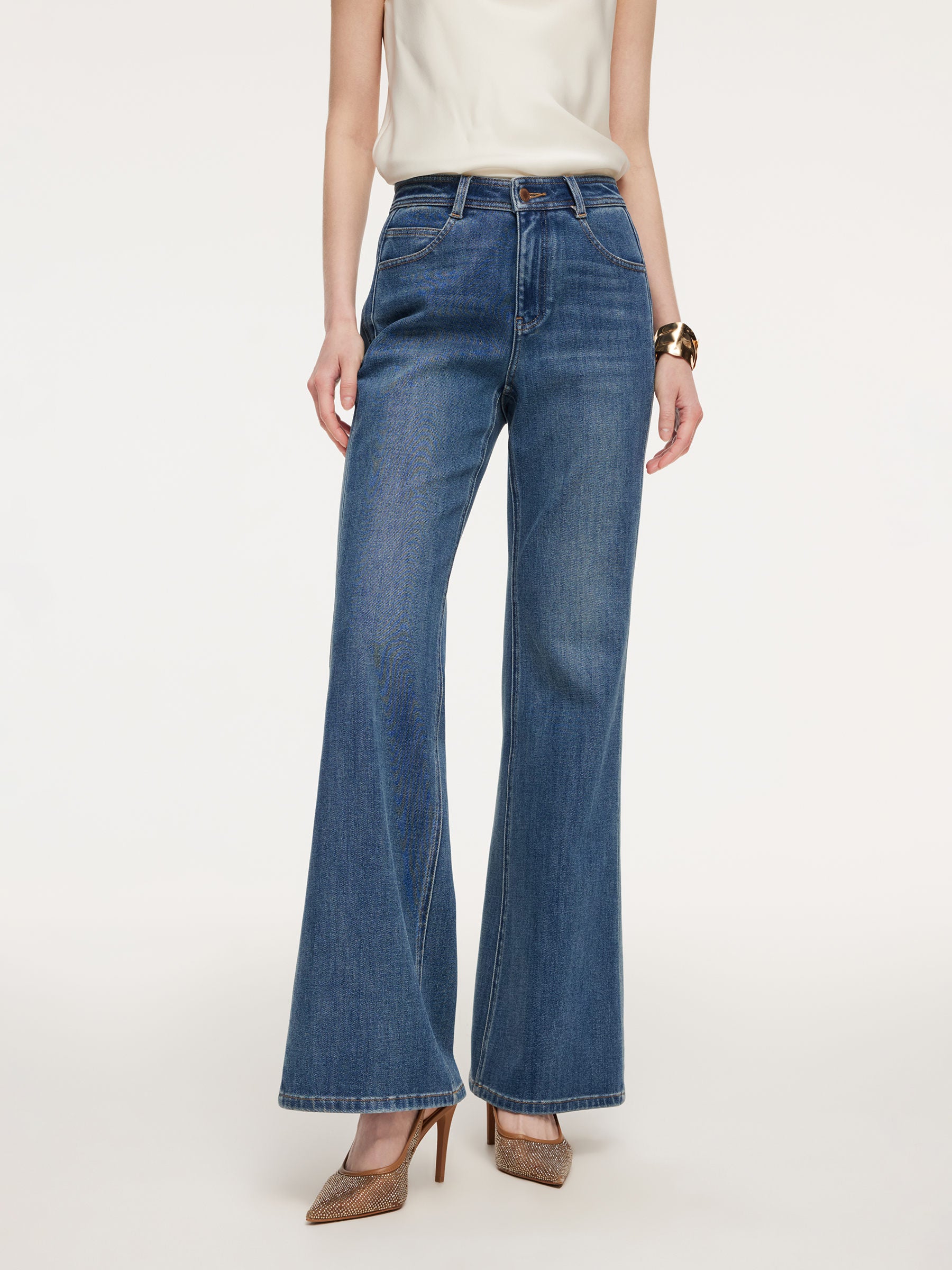 [Preview] Lyocell Blend Four-Way Stretch Women Flared Jeans GOELIA