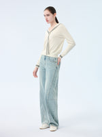 Tencel Blend Sailor Collar Women Knit Top GOELIA