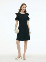 Ruffle Cold Shoulder Women Knit Mini Dress GOELIA