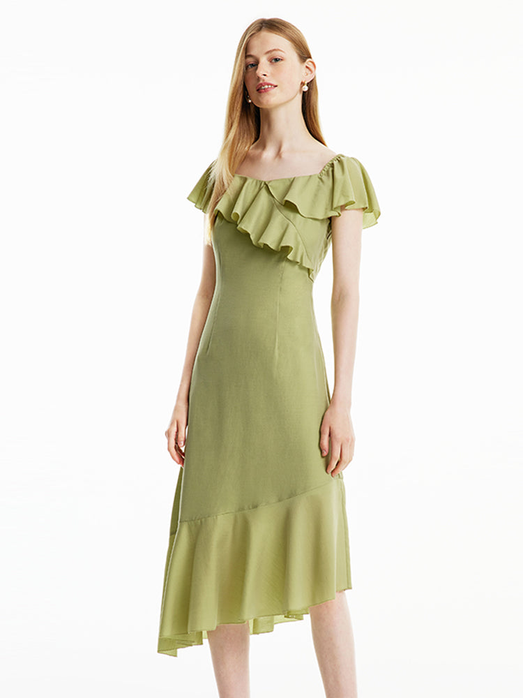 Matcha Green Ruffle Dress GOELIA