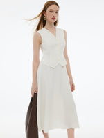 100% Acetate Faux Two-Piece Women Vest Maxi Dress GOELIA
