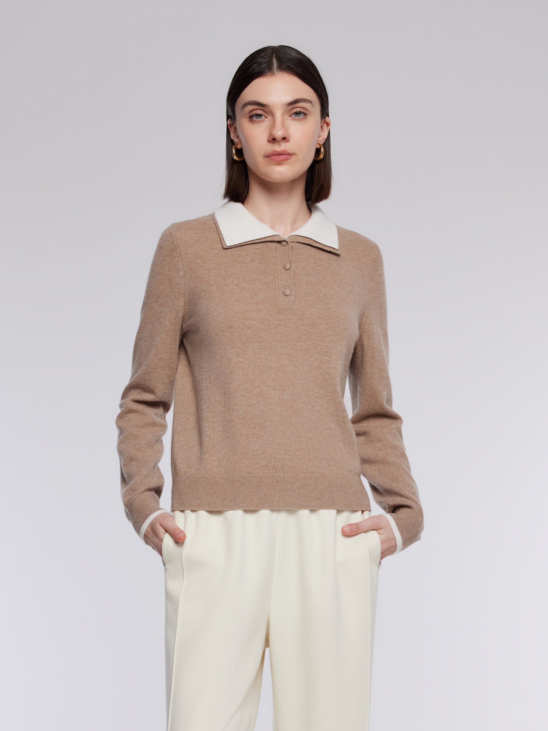 [Preview] 100% Wool Mock-Layered Women Knit Top GOELIA