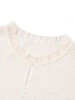 [Preview] Jacquard Ruffle Neck Women Knit Top GOELIA