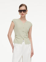 Tencel Blend Side Twist Women Cap Sleeve Knit Top GOELIA