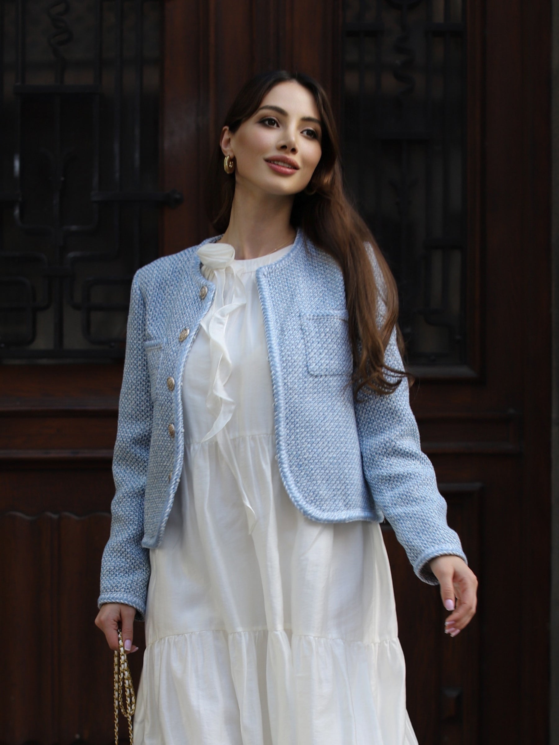 Single-Breasted Round Neck Women Jacket GOELIA