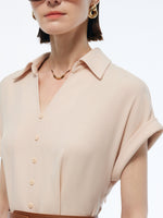 100% Acetate V-Neck Women Maxi Dress With Belt GOELIA