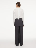 Tailored Straight-Leg Women Pants With Detachable Wrap Skirt GOELIA